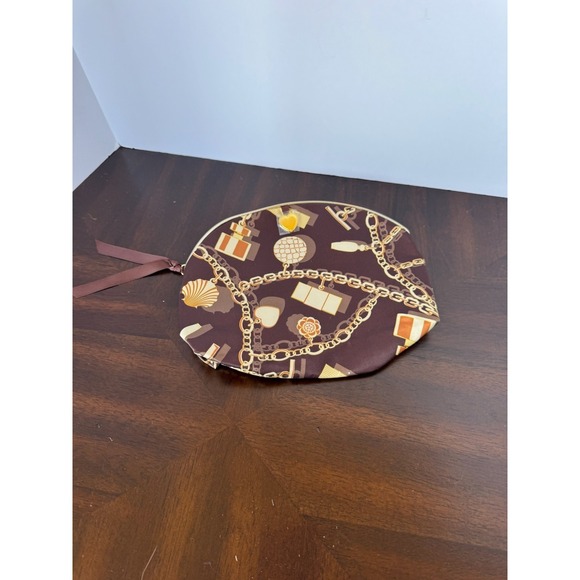 Estee Lauder Handbags - Estee Lauder Brown Cosmetic Makeup Bag with Gold Chain Print Travel Pouch